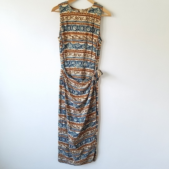 VTG Maggy London by Kenneth Colan 100% Silk Floral Abstract Midi Dress Size 8 - Picture 1 of 11